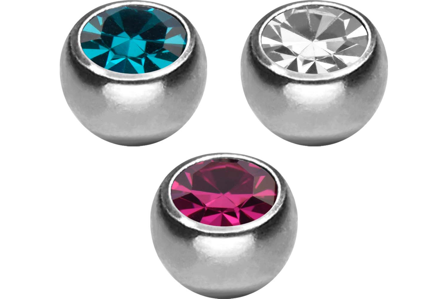 SET Titan Schraubkugel KRISTALL von Piercingline